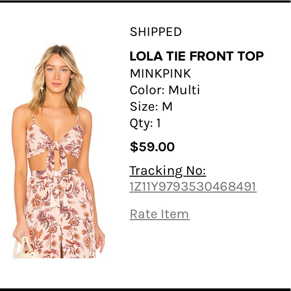 REVOLVE MINKPINK Lola Tie Front Bra Top Medium